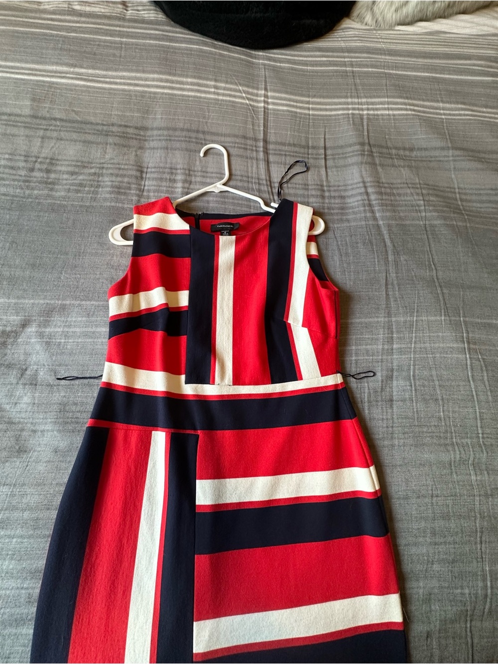 R&M Richards Red, Navy & White Striped Sleeveless Dress